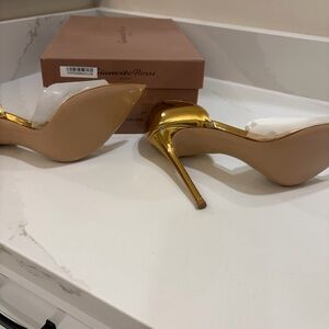 Gianvito Rossi Metallic Gold and Nude Heels